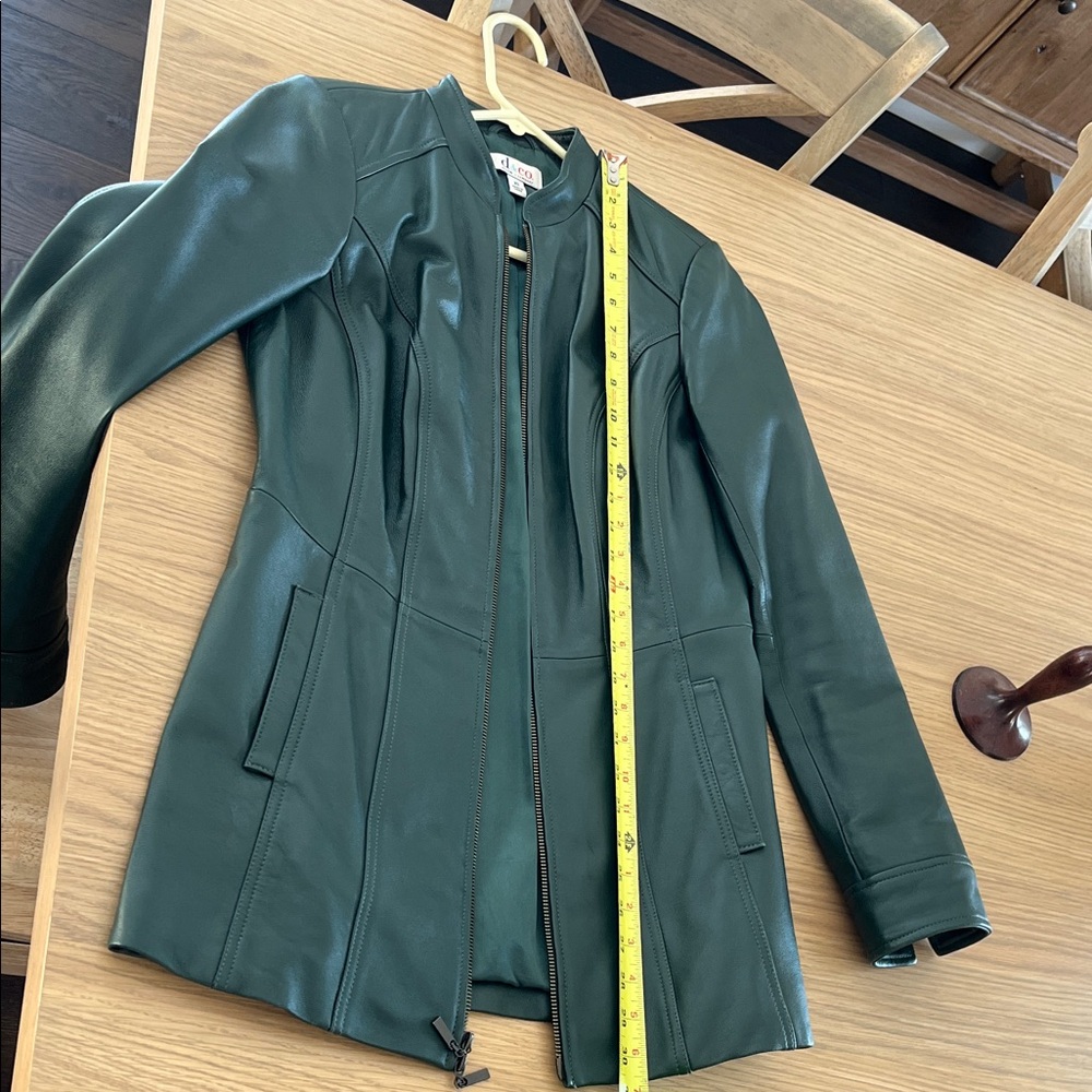 D&Co Dark Green Leather Jacket - Picture 6 of 7